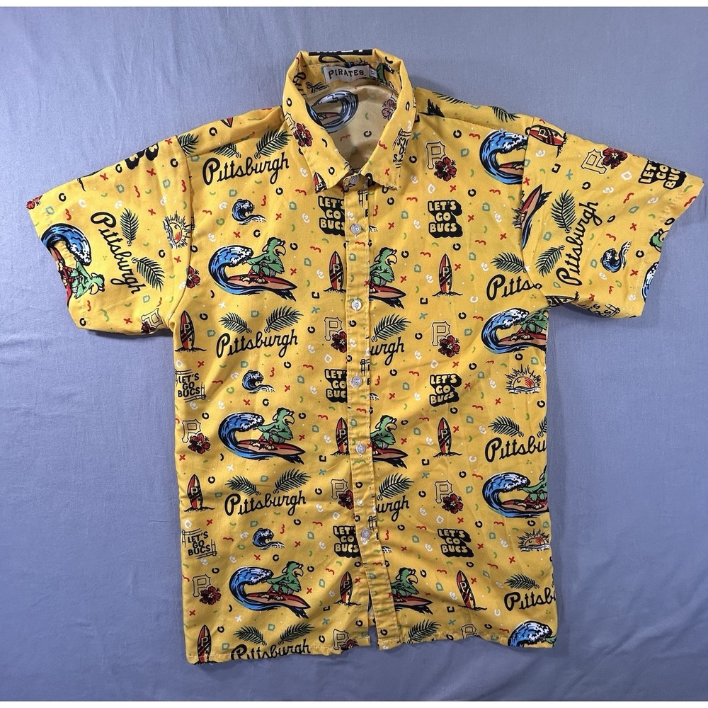 Pittsburgh Pirates Hawaiian button-up shirt Adult Small With Flaws MLB Baseball‎